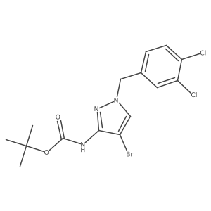 tert-butyl N-{4-bromo-1-[(3,4-dichlorophenyl)methyl]-1H-pyrazol-3-yl}carbamate结构式