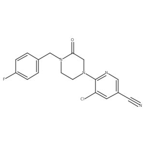 5-Chloro-6-{4-[(4-fluorophenyl)methyl]-3-oxopiperazin-1-yl}pyridine-3-carbonitrile结构式