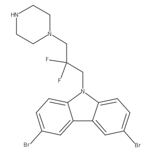 3,6-Dibromo-9-(2,2-difluoro-3-piperazin-1-ylpropyl)carbazole Structure