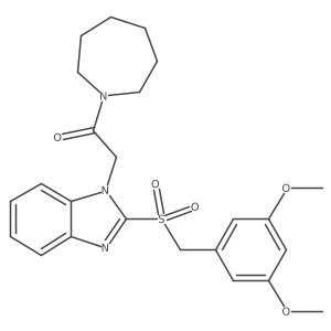 1-(azepan-1-yl)-2-(2-((3,5-dimethoxybenzyl)sulfonyl)-1H-benzo[d]imidazol-1-yl)ethanone结构式