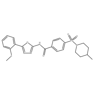 4-[(4-methylpiperidin-1-yl)sulfonyl]-N-{5-[2-(methylsulfanyl)phenyl]-1,3,4-oxadiazol-2-yl}benzamide结构式