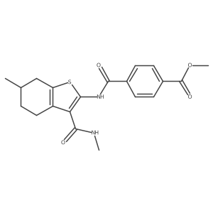 Methyl 4-((6-methyl-3-(methylcarbamoyl)-4,5,6,7-tetrahydrobenzo[b]thiophen-2-yl)carbamoyl)benzoate结构式