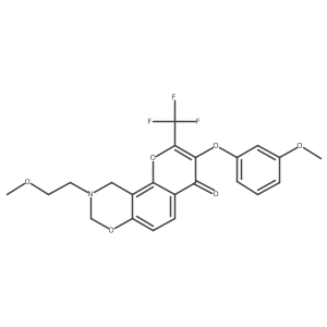 9-(2-methoxyethyl)-3-(3-methoxyphenoxy)-2-(trifluoromethyl)-9,10-dihydrochromeno[8,7-e][1,3]oxazin-4(8H)-one结构式
