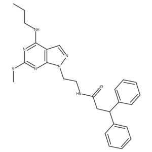 N-(2-(6-(methylthio)-4-(propylamino)-1H-pyrazolo[3,4-d]pyrimidin-1-yl)ethyl)-3,3-diphenylpropanamide Structure