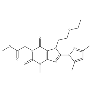 methyl 2-(8-(3,5-dimethyl-1H-pyrazol-1-yl)-7-(2-ethoxyethyl)-3-methyl-2,6-dioxo-2,3,6,7-tetrahydro-1H-purin-1-yl)acetate Structure
