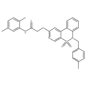 N-(2,5-dimethylphenyl)-2-((6-(4-methylbenzyl)-5,5-dioxido-6H-benzo[c]pyrimido[4,5-e][1,2]thiazin-2-yl)thio)acetamide结构式