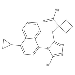 1-(5-bromo-4-(4-cyclopropylnaphthalen-1-yl)-4H-1,2,4-triazol-3-ylthio)cyclobutanecarboxylic acid Structure