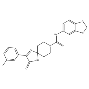 N-(benzo[d][1,3]dioxol-5-yl)-2-(3-fluorophenyl)-3-oxo-1,4,8-triazaspiro[4.5]dec-1-ene-8-carboxamide Structure
