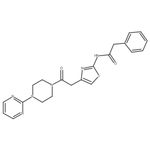 N-(4-(2-oxo-2-(4-(pyrimidin-2-yl)piperazin-1-yl)ethyl)thiazol-2-yl)-2-phenylacetamide结构式