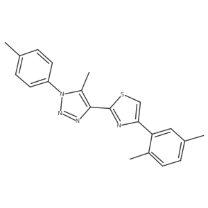 4-(2,5-dimethylphenyl)-2-(5-methyl-1-(p-tolyl)-1H-1,2,3-triazol-4-yl)thiazole结构式