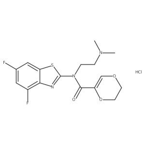 N-(4,6-difluorobenzo[d]thiazol-2-yl)-N-(2-(dimethylamino)ethyl)-5,6-dihydro-1,4-dioxine-2-carboxamide hydrochloride Structure