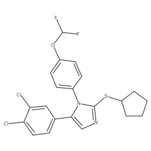 2-(cyclopentylthio)-5-(3,4-dichlorophenyl)-1-(4-(difluoromethoxy)phenyl)-1H-imidazole结构式
