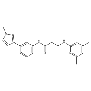 N~3~-(4,6-dimethylpyrimidin-2-yl)-N-[3-(2-methyl-2H-tetrazol-5-yl)phenyl]-beta-alaninamide结构式