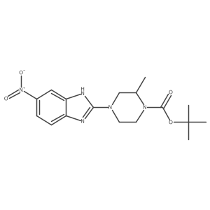 tert-Butyl 2-methyl-4-(5-nitro-1H-benzo[d]imidazol-2-yl)piperazine-1-carboxylate结构式
