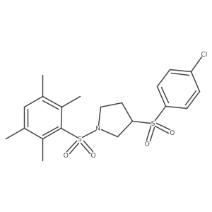 3-((4-Chlorophenyl)sulfonyl)-1-((2,3,5,6-tetramethylphenyl)sulfonyl)pyrrolidine结构式