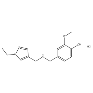 4-[[(1-Ethylpyrazol-4-yl)methylamino]methyl]-2-methoxyphenol;hydrochloride结构式