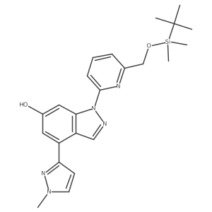 1-(6-(((Tert-butyldimethylsilyl)oxy)methyl)pyridin-2-yl)-4-(1-methyl-1H-pyrazol-3-yl)-1H-indazol-6-ol Structure