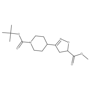 methyl 3-(1-tert-butoxycarbonyl-4-piperidyl)-4,5-dihydroisoxazole-5-carboxylate结构式