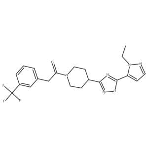 1-(4-(5-(1-ethyl-1H-pyrazol-5-yl)-1,2,4-oxadiazol-3-yl)piperidin-1-yl)-2-(3-(trifluoromethyl)phenyl)ethanone结构式