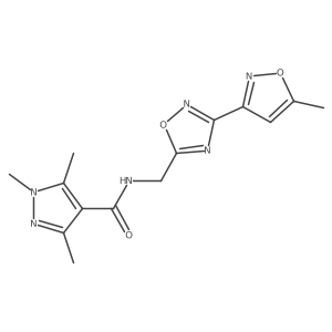 1,3,5-trimethyl-N-((3-(5-methylisoxazol-3-yl)-1,2,4-oxadiazol-5-yl)methyl)-1H-pyrazole-4-carboxamide Structure