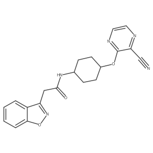 2-(benzo[d]isoxazol-3-yl)-N-((1r,4r)-4-((3-cyanopyrazin-2-yl)oxy)cyclohexyl)acetamide结构式