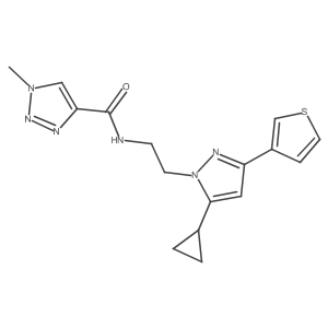 N-(2-(5-cyclopropyl-3-(thiophen-3-yl)-1H-pyrazol-1-yl)ethyl)-1-methyl-1H-1,2,3-triazole-4-carboxamide结构式