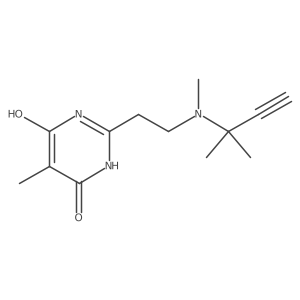 6-Hydroxy-5-methyl-2-{2-[methyl(2-methylbut-3-yn-2-yl)amino]ethyl}-3,4-dihydropyrimidin-4-one结构式