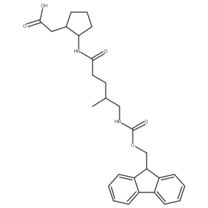 2-{2-[5-({[(9H-fluoren-9-yl)methoxy]carbonyl}amino)-4-methylpentanamido]cyclopentyl}acetic acid结构式