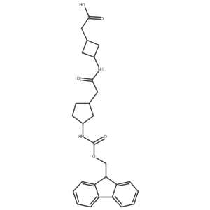 2-(3-{2-[3-({[(9H-fluoren-9-yl)methoxy]carbonyl}amino)cyclopentyl]acetamido}cyclobutyl)acetic acid结构式