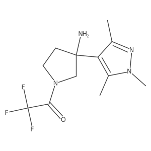1-[3-amino-3-(trimethyl-1H-pyrazol-4-yl)pyrrolidin-1-yl]-2,2,2-trifluoroethan-1-one结构式