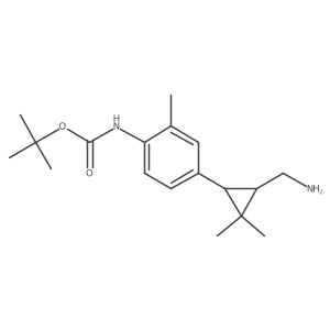 rac-tert-butyl N-{4-[(1R,3R)-3-(aminomethyl)-2,2-dimethylcyclopropyl]-2-methylphenyl}carbamate Structure