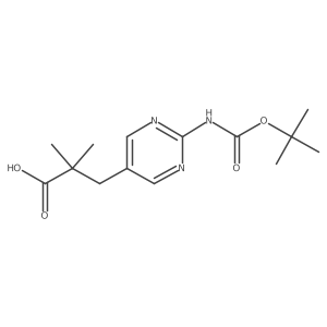 3-(2-{[(Tert-butoxy)carbonyl]amino}pyrimidin-5-yl)-2,2-dimethylpropanoic acid结构式