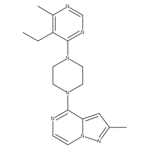 5-Ethyl-4-methyl-6-(4-{2-methylpyrazolo[1,5-a]pyrazin-4-yl}piperazin-1-yl)pyrimidine结构式