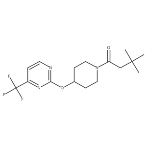 3,3-Dimethyl-1-[4-[4-(trifluoromethyl)pyrimidin-2-yl]oxypiperidin-1-yl]butan-1-one结构式