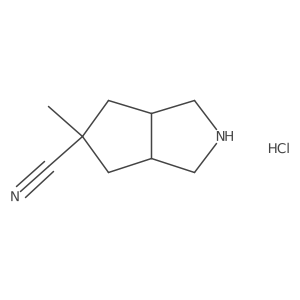 Rel-(3aR,5r,6aS)-5-methyloctahydrocyclopenta[c]pyrrole-5-carbonitrile hydrochloride结构式
