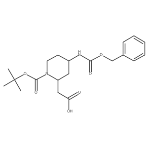 2-((2S,4S)-4-(((Benzyloxy)carbonyl)amino)-1-(tert-butoxycarbonyl)piperidin-2-yl)acetic acid结构式