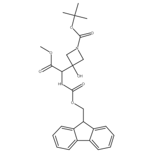 tert-butyl 3-[1-({[(9H-fluoren-9-yl)methoxy]carbonyl}amino)-2-methoxy-2-oxoethyl]-3-hydroxyazetidine-1-carboxylate结构式
