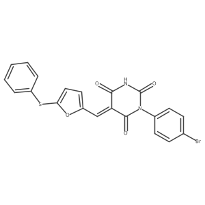1-(4-Bromophenyl)-5-[[5-(phenylthio)-2-furanyl]methylene]-2,4,6(1H,3H,5H)-pyrimidinetrione结构式