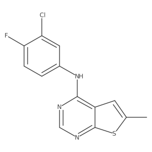 (3-Chloro-4-fluoro-phenyl)-(6-methyl-thieno[2,3-d]pyrimidin-4-yl)-amine结构式