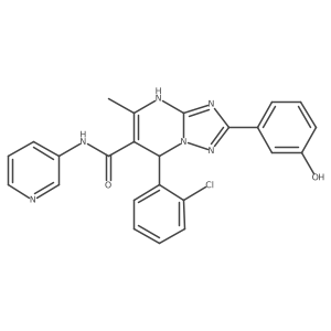 7-(2-chlorophenyl)-2-(3-hydroxyphenyl)-5-methyl-N-(pyridin-3-yl)-4,7-dihydro-[1,2,4]triazolo[1,5-a]pyrimidine-6-carboxamide结构式