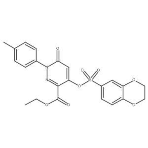 Ethyl 4-(((2,3-dihydrobenzo[b][1,4]dioxin-6-yl)sulfonyl)oxy)-6-oxo-1-(p-tolyl)-1,6-dihydropyridazine-3-carboxylate Structure