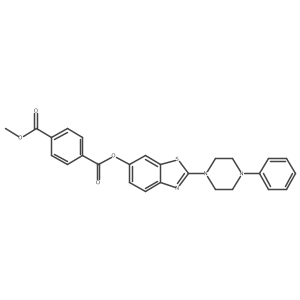 Methyl (2-(4-phenylpiperazin-1-yl)benzo[d]thiazol-6-yl) terephthalate Structure
