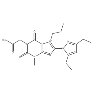 2-[8-(3,5-diethylpyrazol-1-yl)-3-methyl-2,6-dioxo-7-propyl-5H-purin-7-ium-1-yl]acetamide Structure