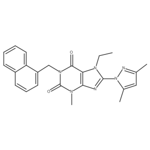 8-(3,5-dimethyl-1H-pyrazol-1-yl)-7-ethyl-3-methyl-1-(naphthalen-1-ylmethyl)-1H-purine-2,6(3H,7H)-dione结构式
