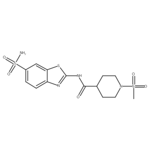 1-(methylsulfonyl)-N-(6-sulfamoylbenzo[d]thiazol-2-yl)piperidine-4-carboxamide结构式
