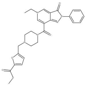 methyl 5-((4-(5-ethyl-3-oxo-2-phenyl-3,5-dihydro-2H-pyrazolo[4,3-c]pyridine-7-carbonyl)piperazin-1-yl)methyl)furan-2-carboxylate结构式