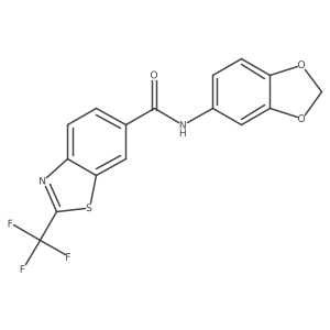 N-(1,3-benzodioxol-5-yl)-2-(trifluoromethyl)-1,3-benzothiazole-6-carboxamide Structure