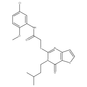 N-(5-chloro-2-methoxyphenyl)-2-{[3-(3-methylbutyl)-4-oxo-3,4-dihydrothieno[3,2-d]pyrimidin-2-yl]sulfanyl}acetamide结构式
