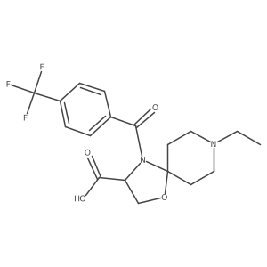 8-Ethyl-4-[4-(trifluoromethyl)benzoyl]-1-oxa-4,8-diazaspiro[4.5]decane-3-carboxylic acid结构式