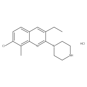 7-Chloro-3-ethyl-8-methyl-2-(piperazin-1-yl)quinoline hydrochloride结构式